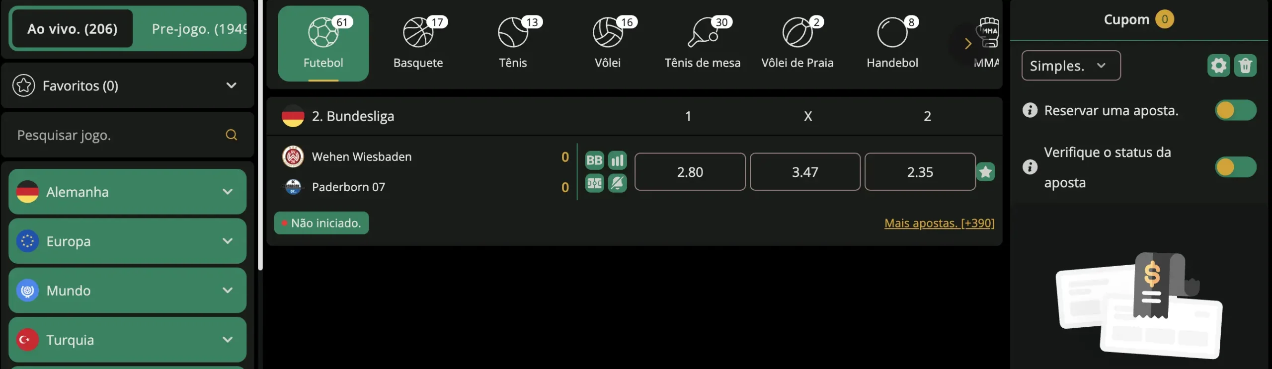 Apostas ao vivo no Seguro Bet